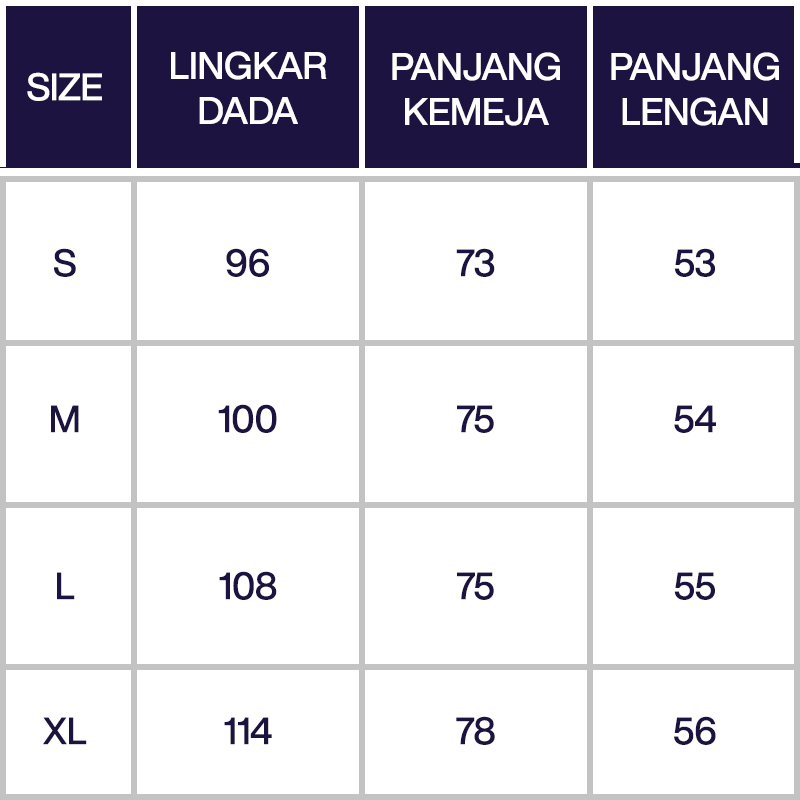 Size Chart Pria
